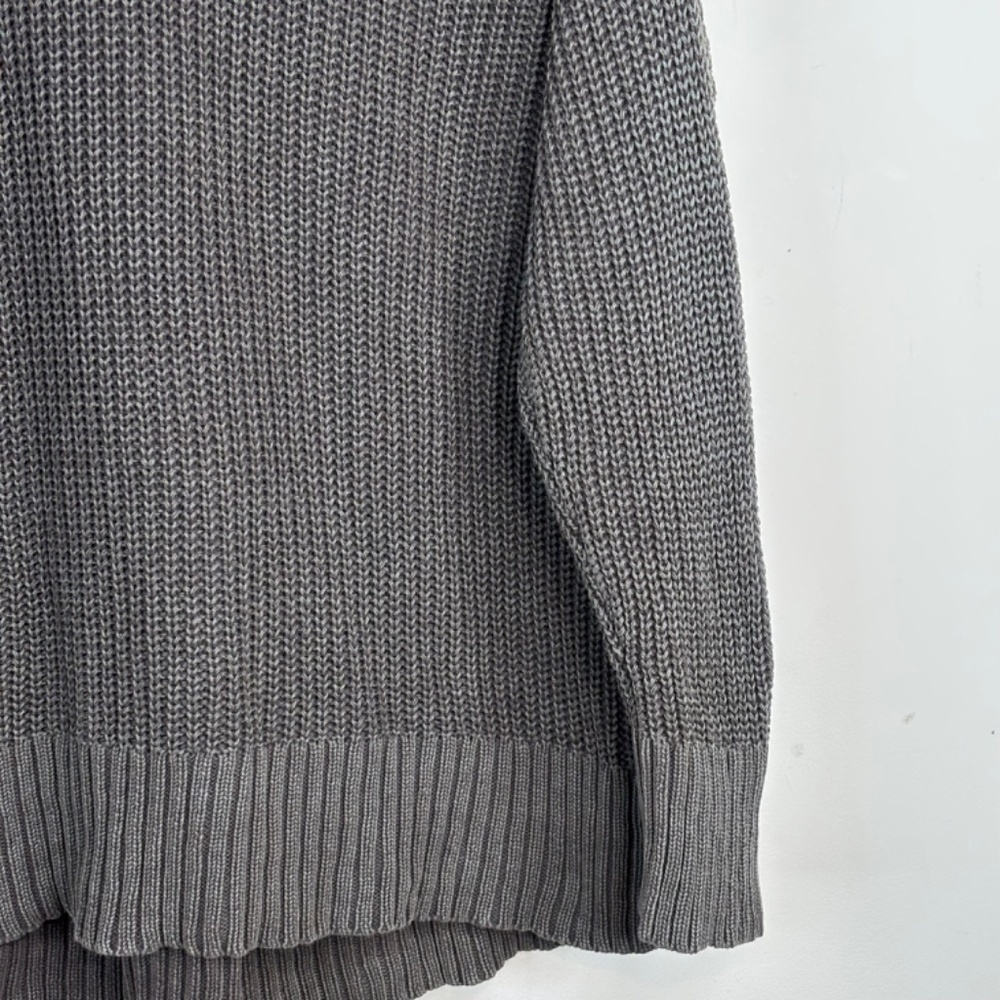 Aerie Oversized Chunky Sweater M Charcoal Ribbed Knit Scoop Neck Cozy Boho Cabin - Picture 5 of 10